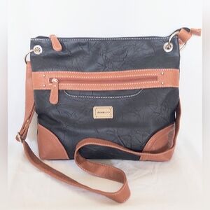 Stone & Co Black Tan Colorblock Leather Crossbody Handbag NWOT